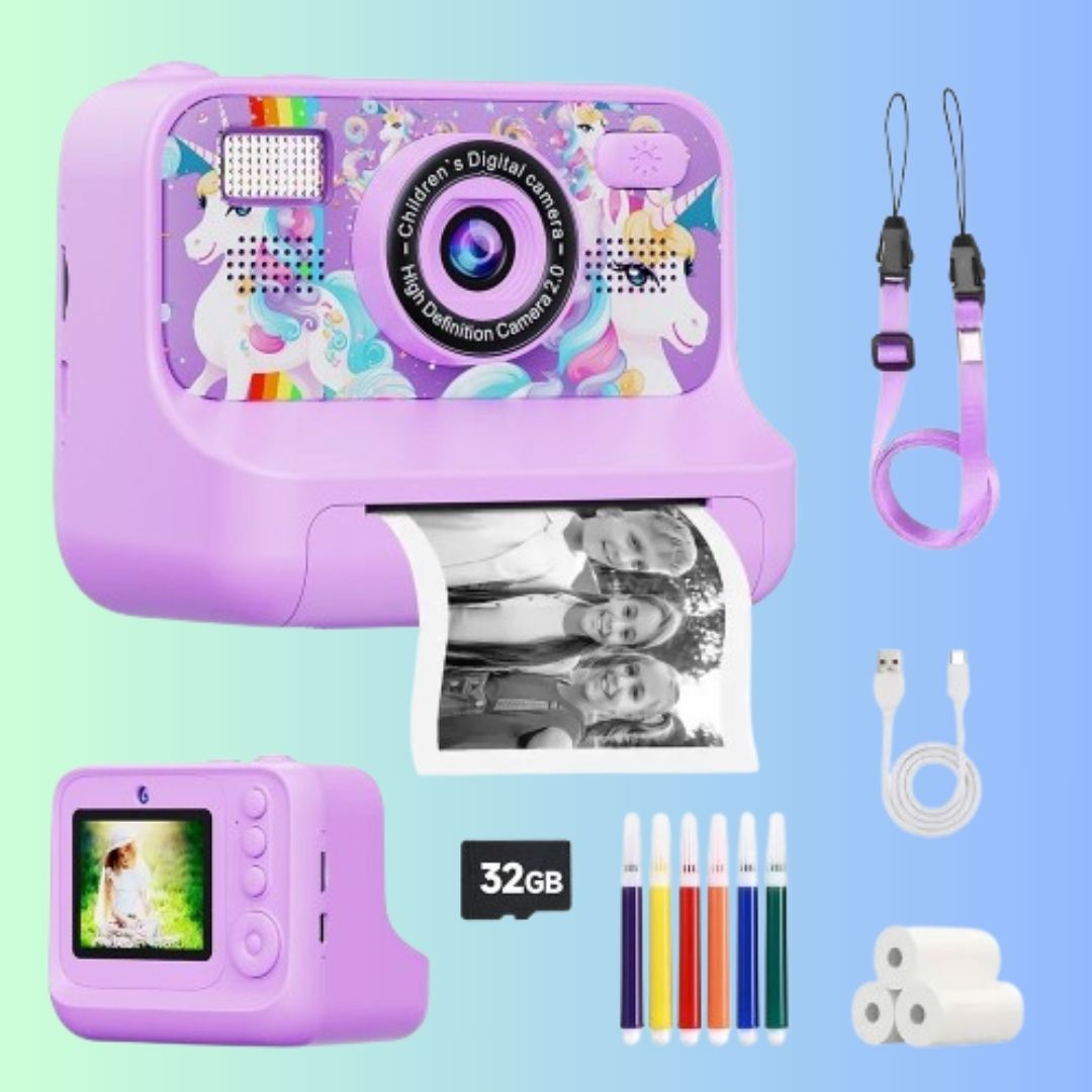 appareil-photo-instantané-enfant-violet-licorne