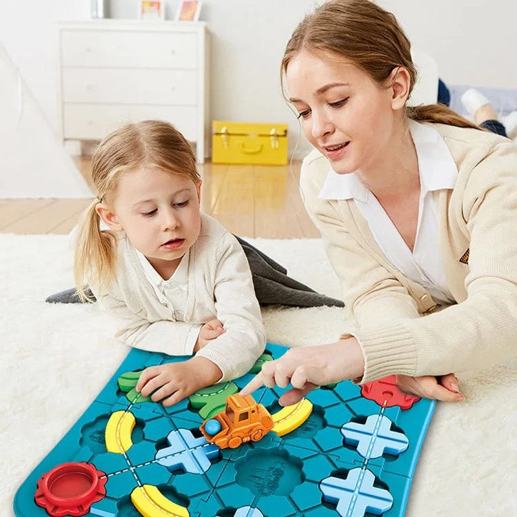 circuit-de-voiture-enfant-maman-fille