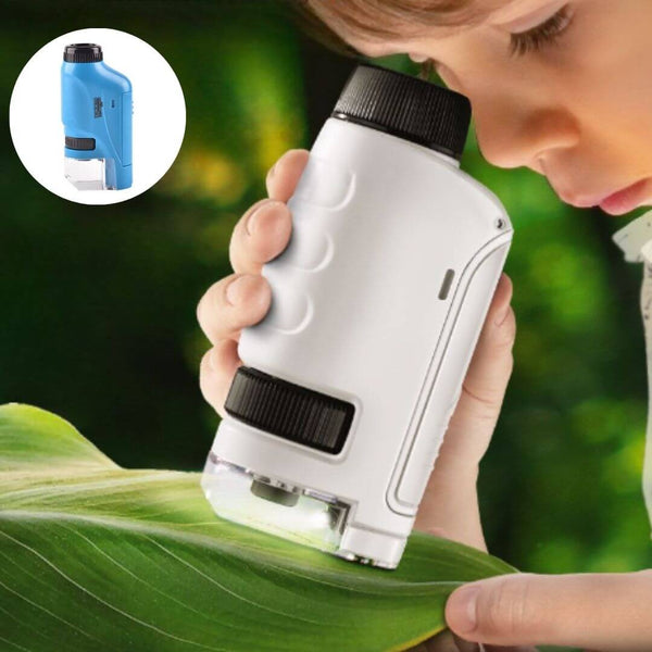 Mini Microscope De Poche Portable Pour Enfants Et Adultes, 100 X 250 X, Mini Scope Portable Pour Enfants Et Adultes, Laboratoire Scientifique, éducation, Bleu
